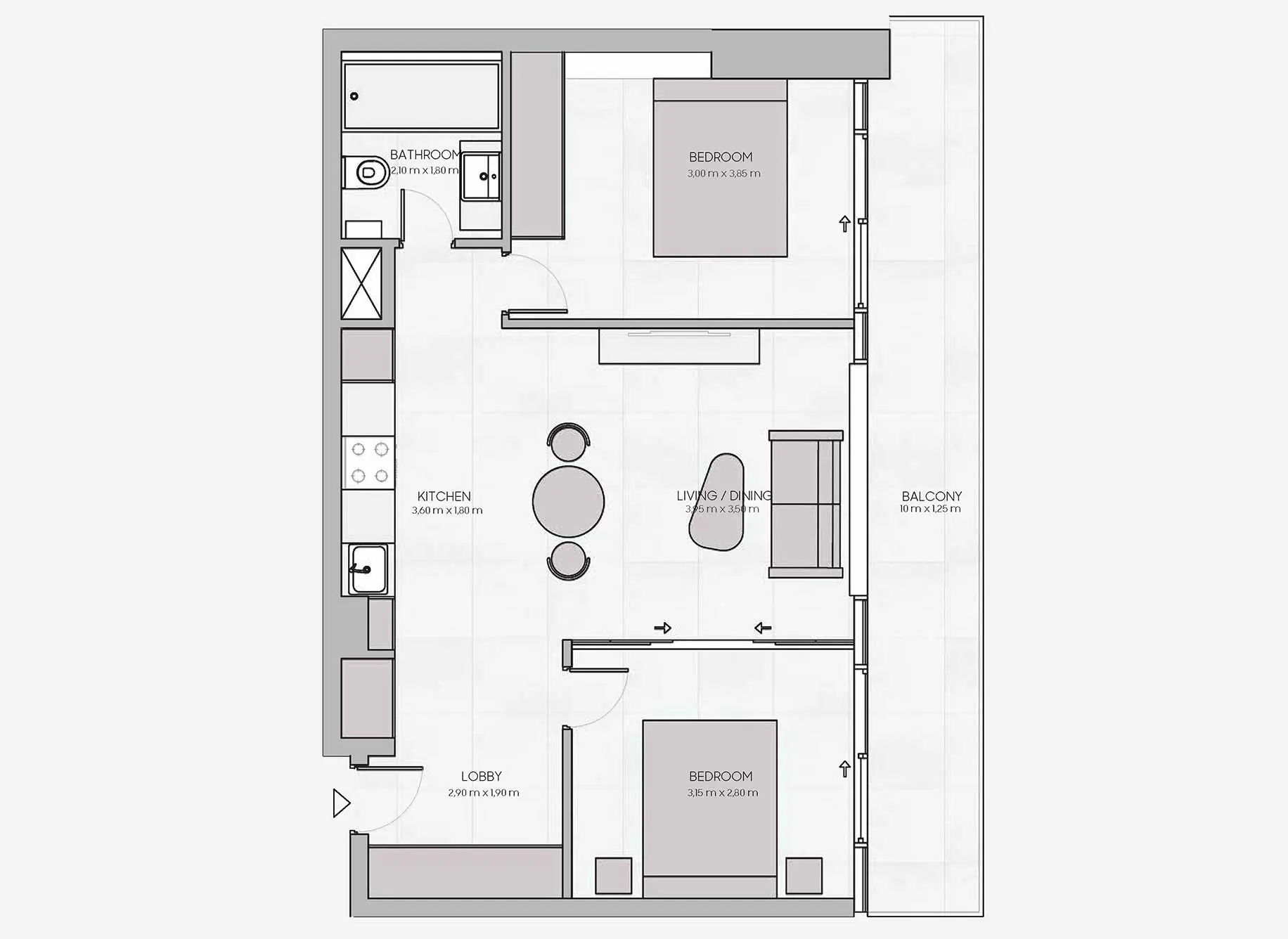 2 bedrooms