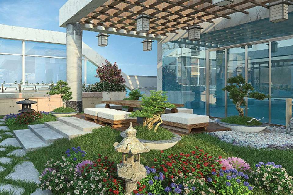 Landscape garden and rooftop pool