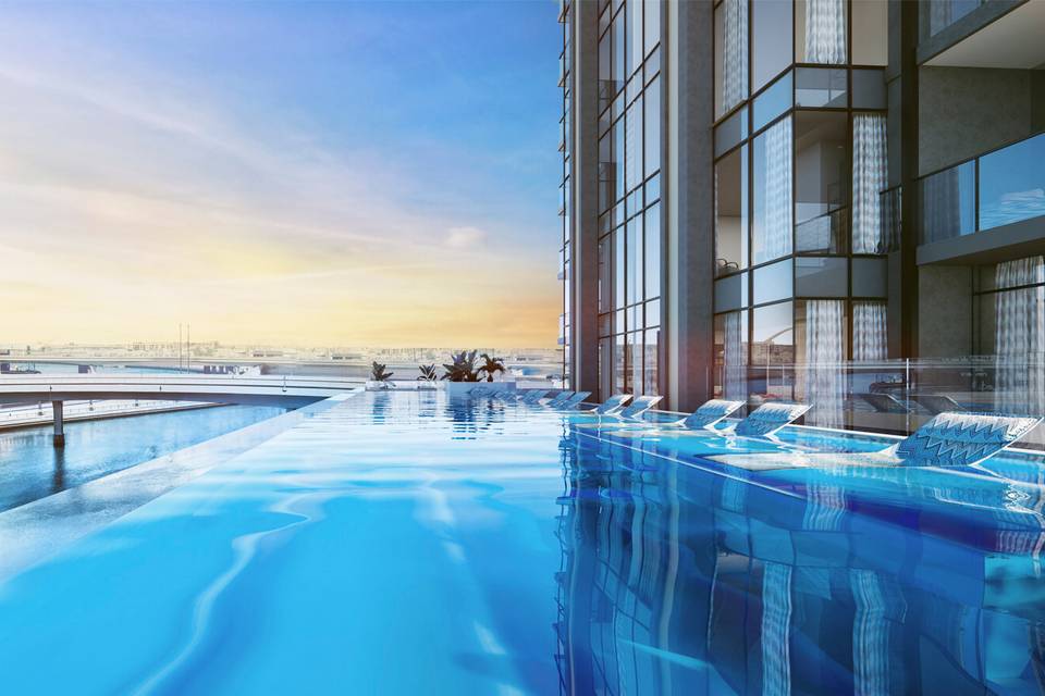 The largest swimming pool in Business Bay